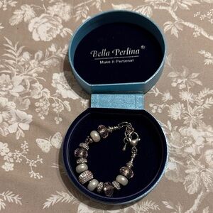 Bella Perlina Pink Silver and White Bracelet